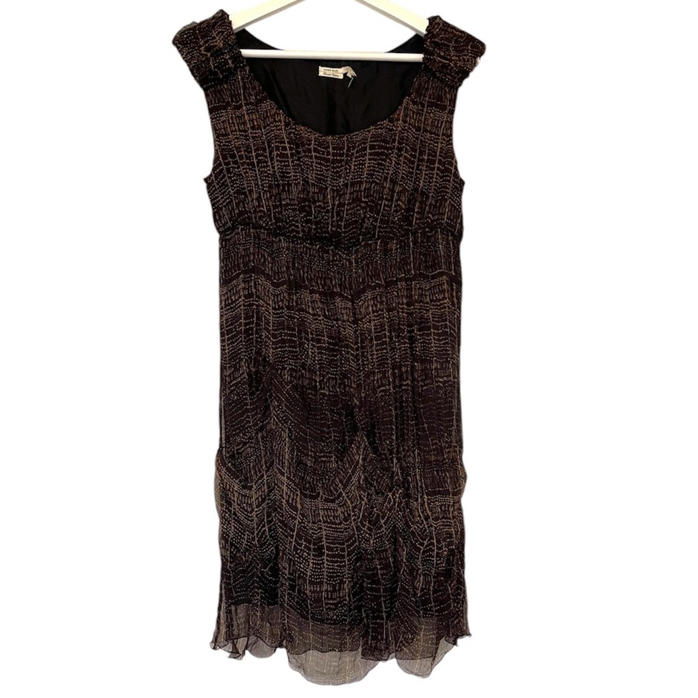 Leon Max | Silk Sleeveless Brown Midi Avant-Garde Romantic Boho Dress Size S